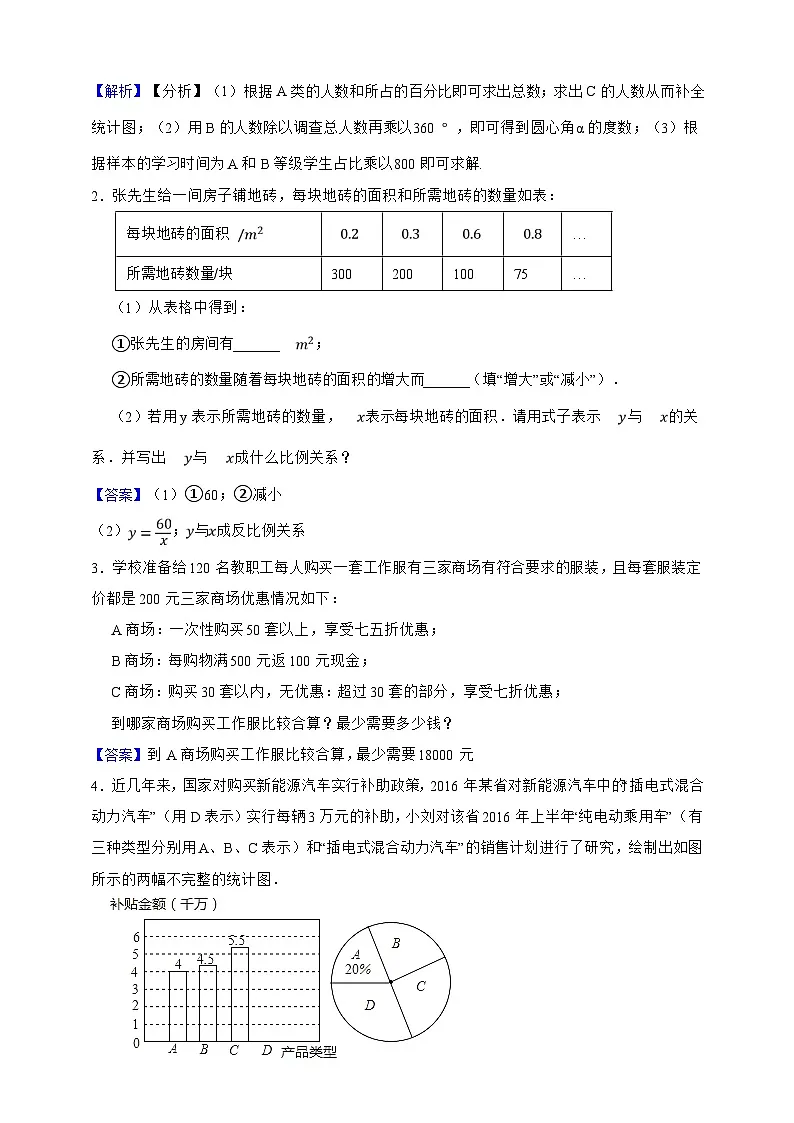 【50道热点题型】上海市数学六年级下册期中试卷·综合题专练(解析版)第2页