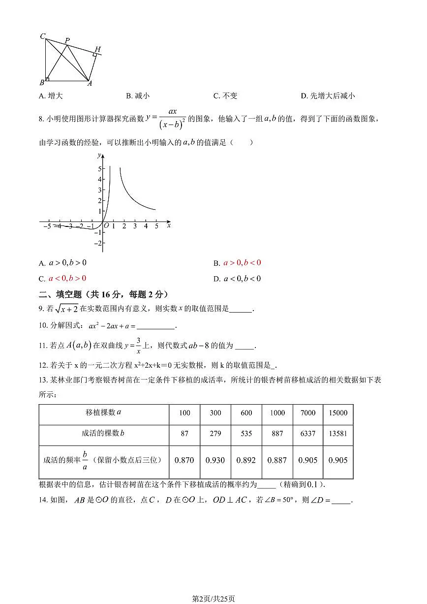 2026北京师达中学初三(下)开学考数学试卷(教师版)第2页