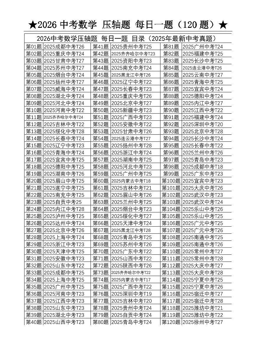 2026中考数学压轴题每日一题练习含答案(120题)第2页