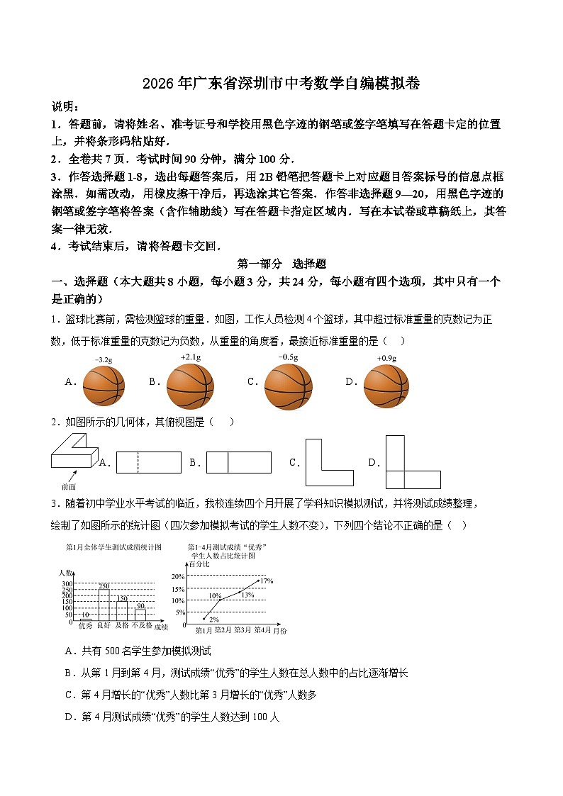 2026年广东省深圳市中考数学自编模拟卷(原卷版)第1页