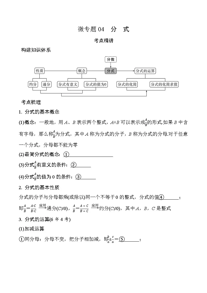 2026中考数学二轮复习专题04 分 式专项练习(含答案解析)第1页