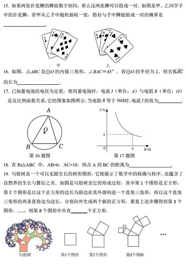 2026年哈尔滨市道里区九年级下学期一模数学试卷及答案第3页