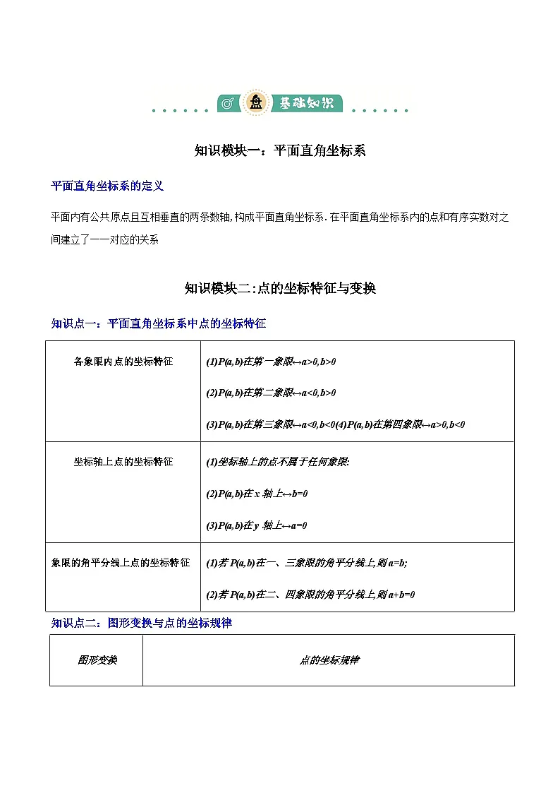 专题03 平面直角坐标系与函数 (4大模块知识梳理+9个考点+3个易错点)解析版第2页