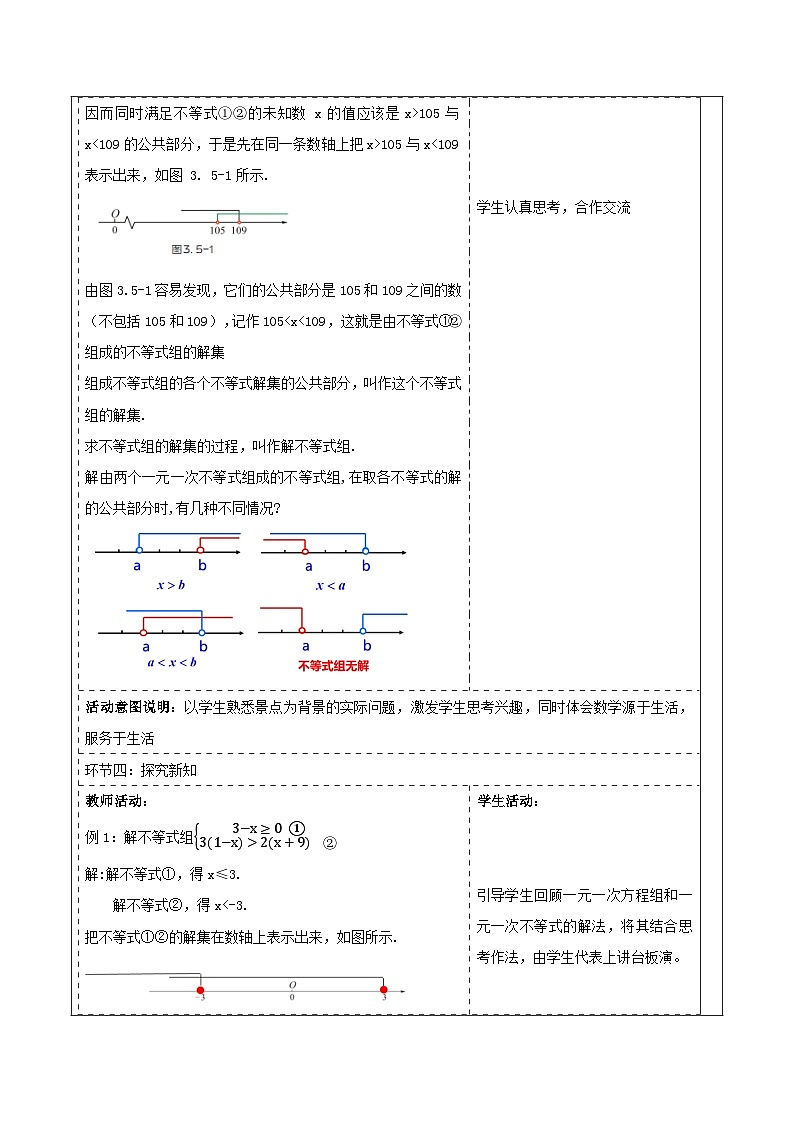 《3.5一元一次不等式组》教学设计(表格式) 2025-2026学年春湘教版数学七年级下册第3页