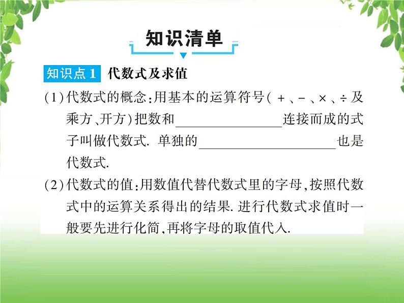 中考数学一轮复习考点梳理课件:1.2 整式与因式分解02