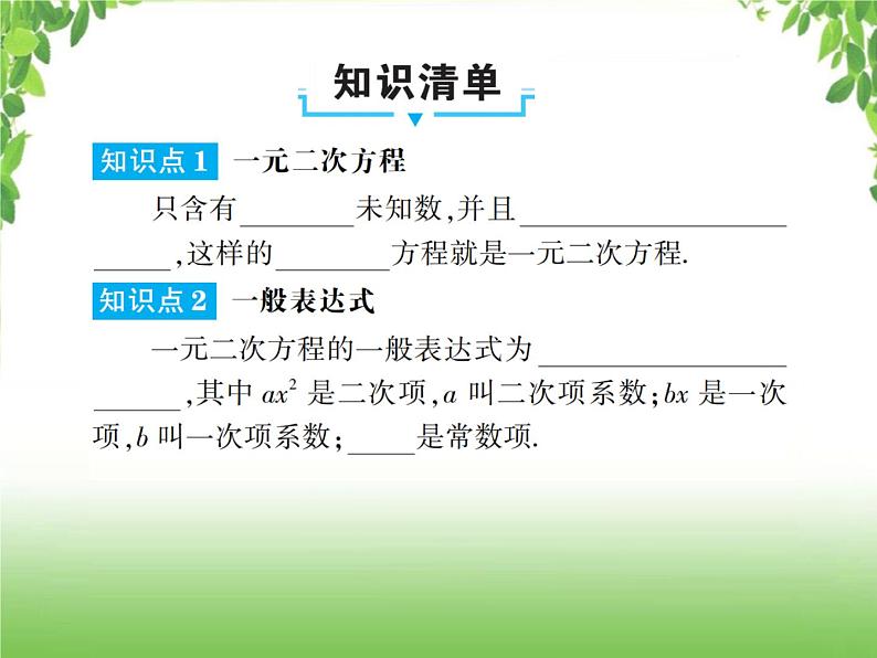 中考数学一轮复习考点梳理课件:2.6 一元二次方程及其应用02
