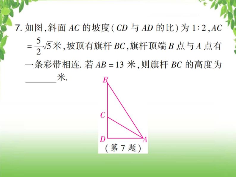 中考数学考点集训练习 4.26 锐角三角函数与解直角三角形08