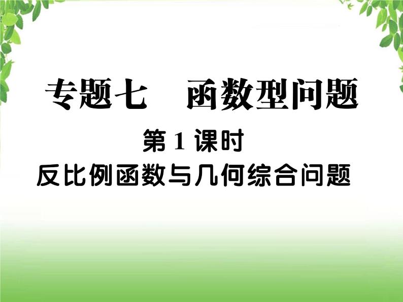 中考数学二轮专题突破课件:专题七 7.1 反比例函数与几何综合问题01