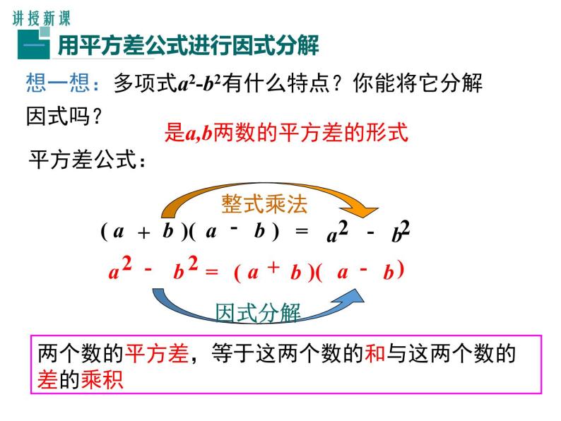 人教版八年级上册课件：14.3.2 第1课时 运用平方差公式因式分解04