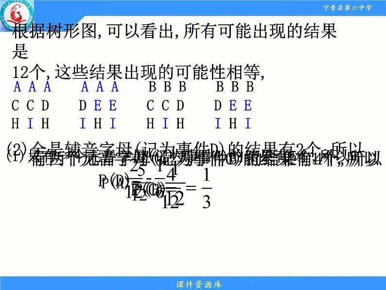 人教版九年级上册 25.2.2 画树状图求概率 课件(共19张PPT)08