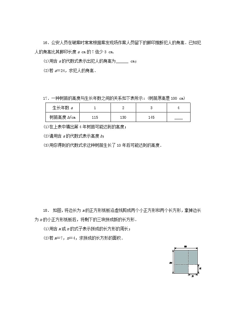 北师大版七年级数学上册3.2代数式同步练习(含答案)第3页