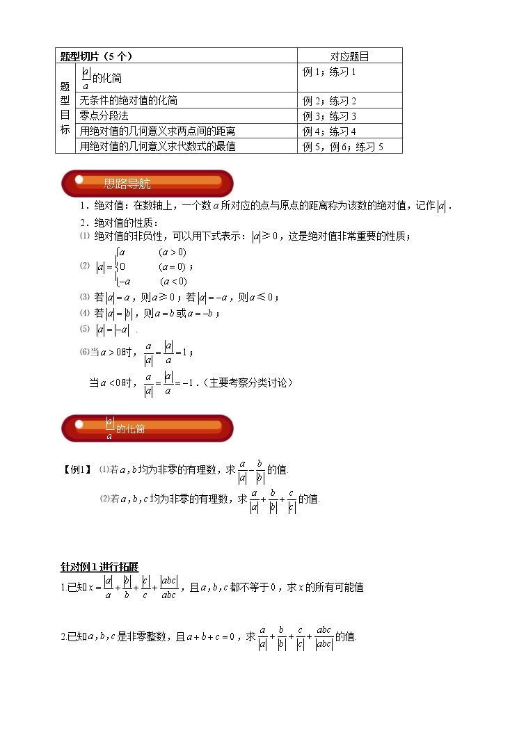初一数学上册秋季班培优讲义 第3讲 绝对值 学生版02