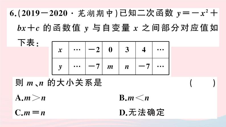 (安徽专版)九年级数学上册第22章二次函数综合滚动练习二次函数的图象与性质课件(新版)新人教版07