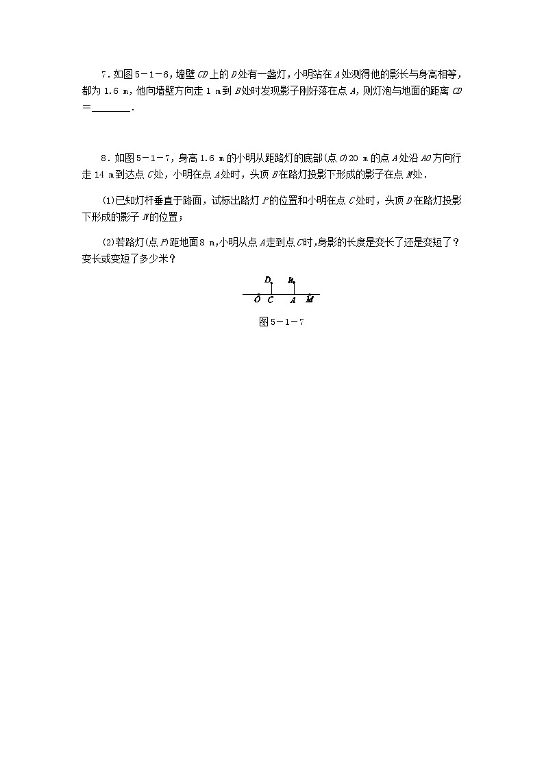 2020年北师大版九年级数学上册第5章 5.1投影第1课时中心投影 同步练习(含答案)03