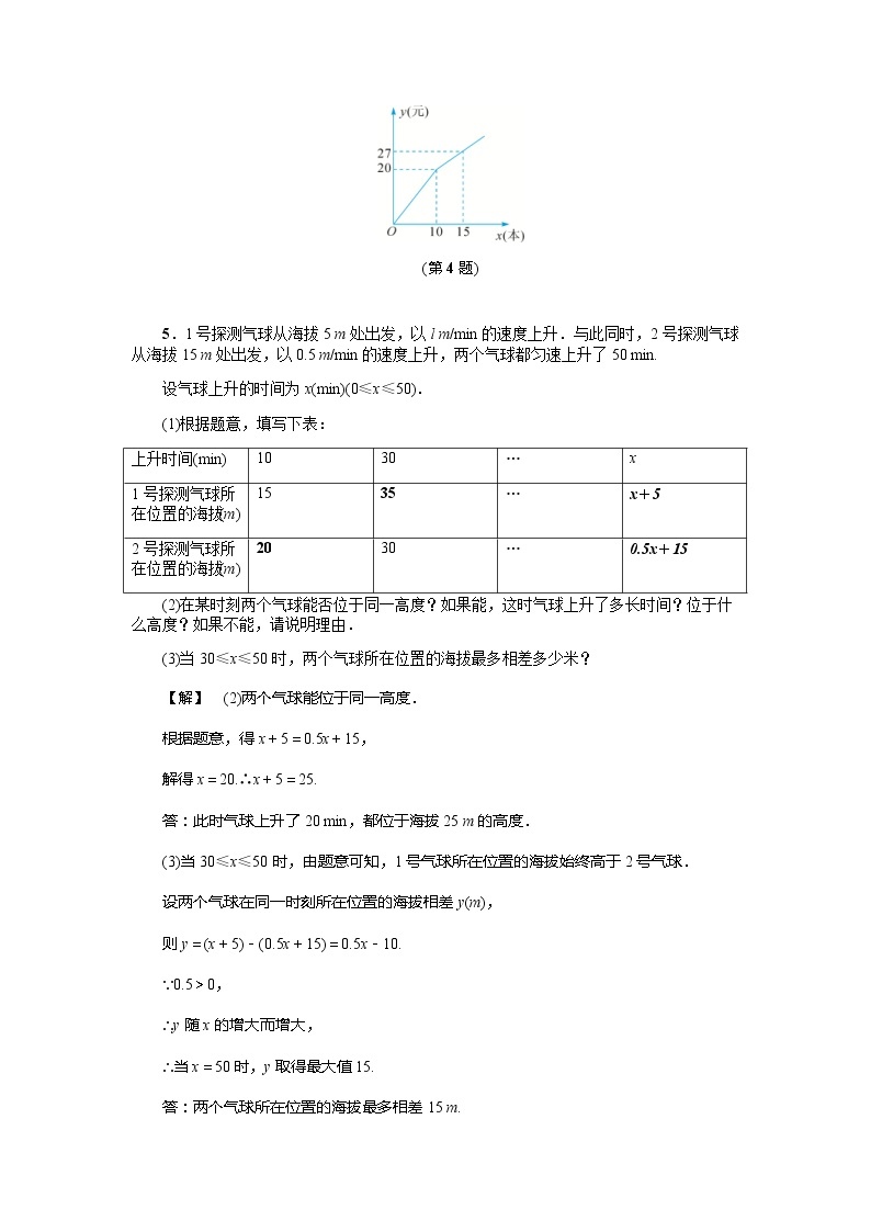 2020年浙教版八年级数学上册基础训练：5.5  一次函数的简单应用（一）（含答案）02