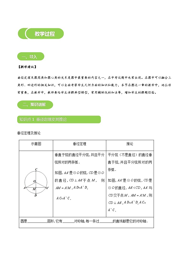 【BSD版春季课程初三数学】第14讲:垂径定理及圆周角与圆心角的关系-学生版 教案03