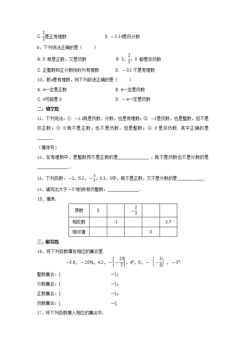 【精品试卷】人教版七年级数学上册第一章1.2有理数02