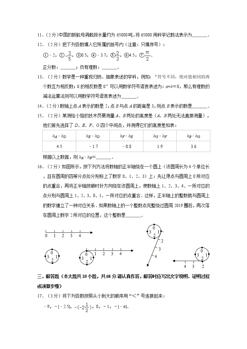 2019-2020学年江苏省南京市鼓楼区树人学校七年级（上）月考数学试卷（10月份）   解析版02