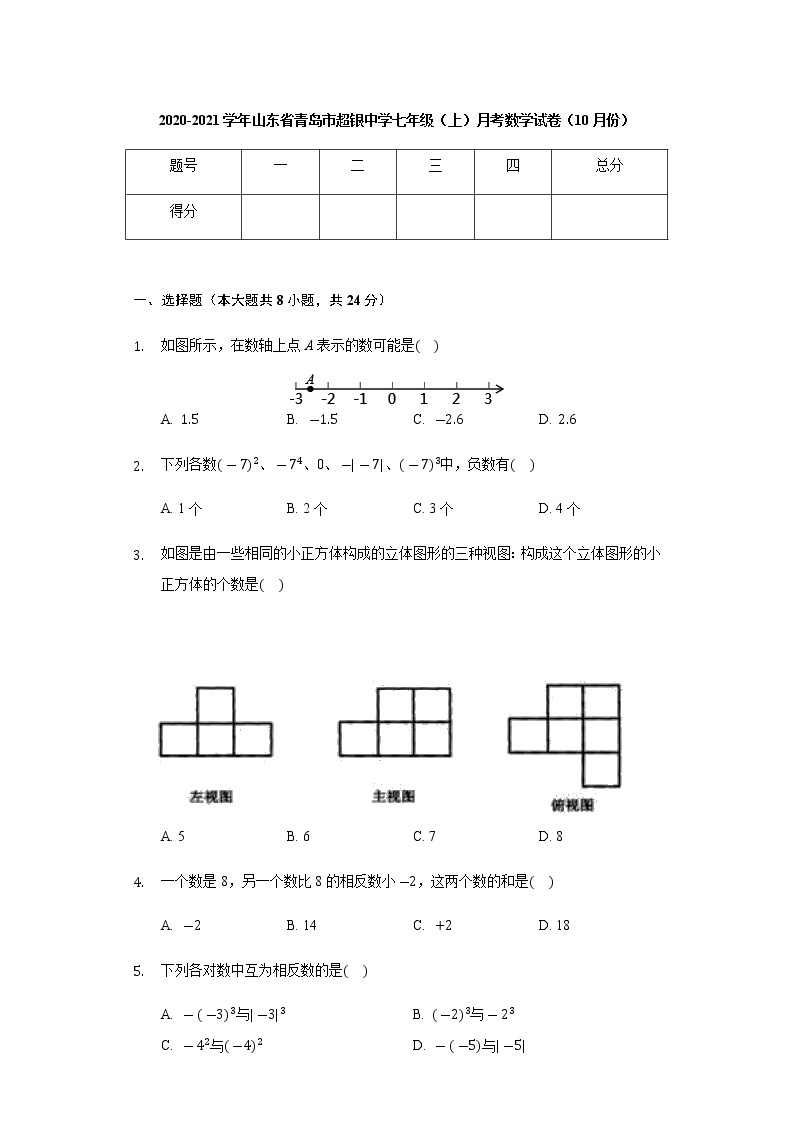 山东省青岛市超银中学2020-2021学年七年级（上）月考数学试卷（10月份）（含答案）01