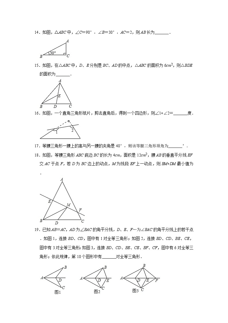 人教版数学八年级上册期中(第11-13章)复习试题    解析版第3页