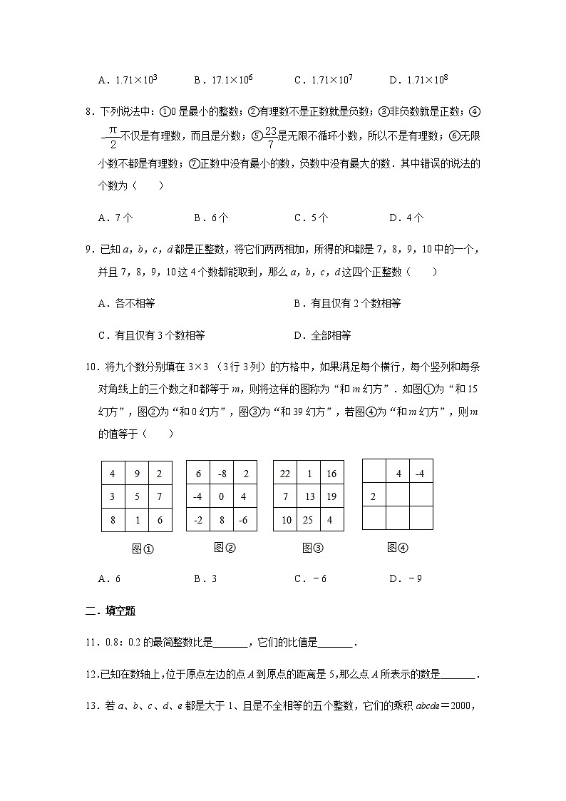 人教版数学七年级上册第1章有理数单元复习题02
