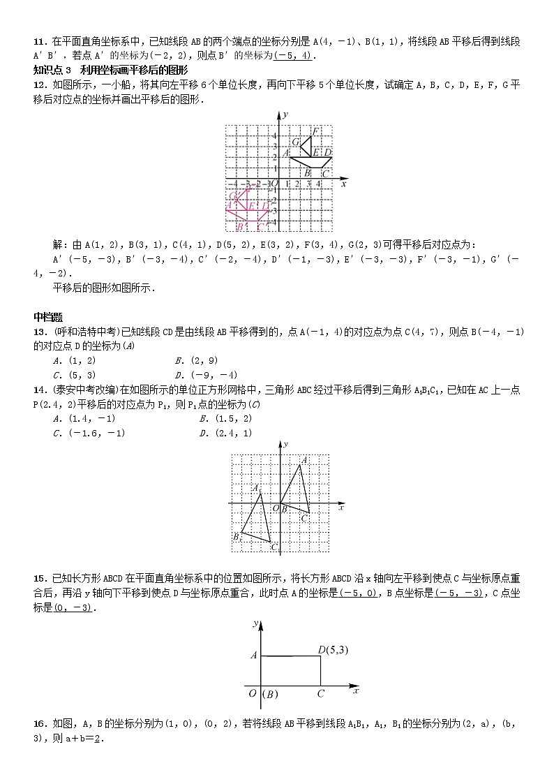 人教版2021年七年级数学下册7.2.2《用坐标表示平移》习题(含答案)02