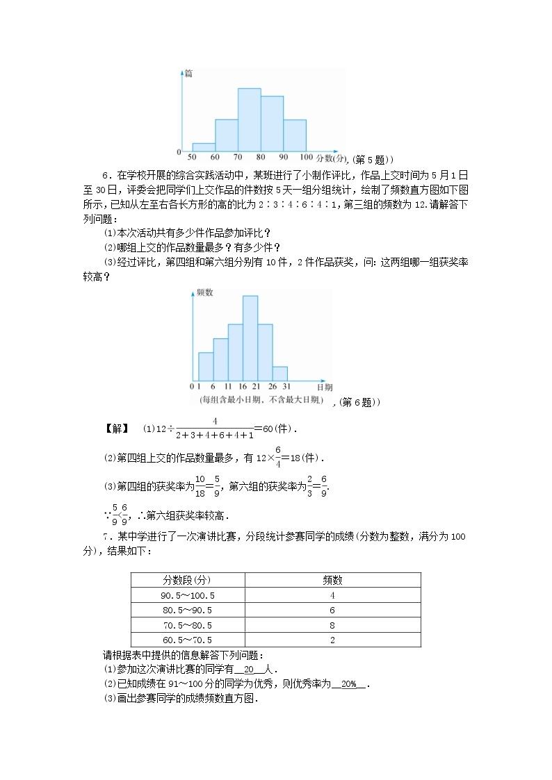 浙教版七年级数学下册 6.5频数直方图练习(含答案)02