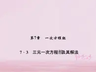 2021年华东师大版七年级数学下册7.3三元一次方程组及其解法 习题课件(含答案)