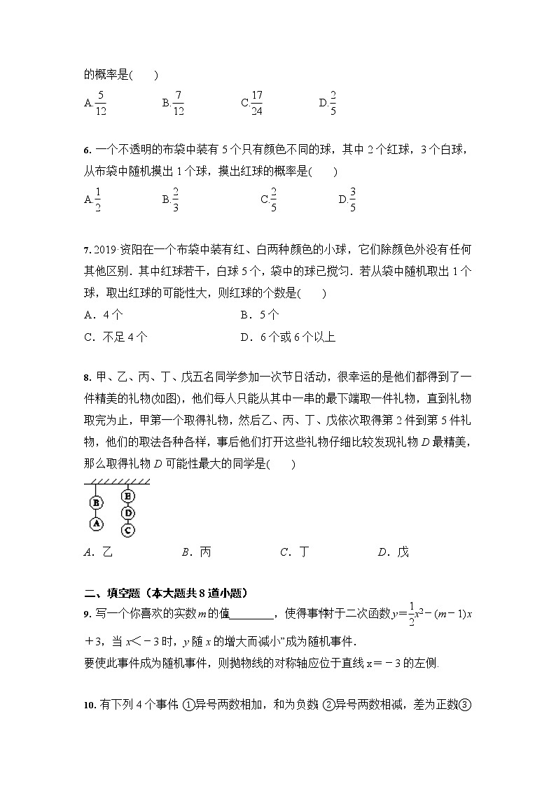 人教版 九年級(jí)數(shù)學(xué) 25.1 隨機(jī)事件與概率 培優(yōu)訓(xùn)練(含答案)第2頁(yè)