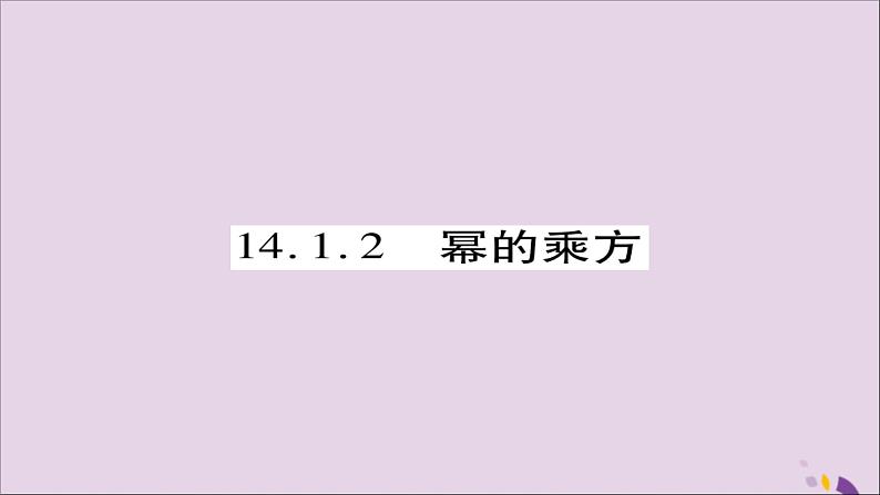 八年级数学上册第十四章《整式的乘法与因式分解》14-1整式的乘法14-1-2幂的乘方课件01