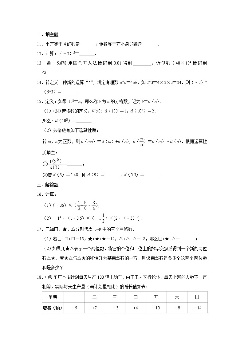 人教版数学七年级上册 第1章 1.5有理数的乘方同步测验题（一）02