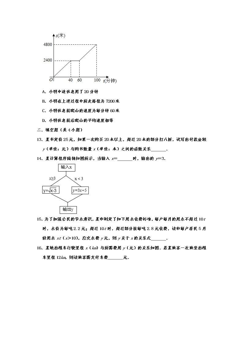 北师大版七年级下学期数学  第3章 变量之间的关系 单元练习卷  含解析03