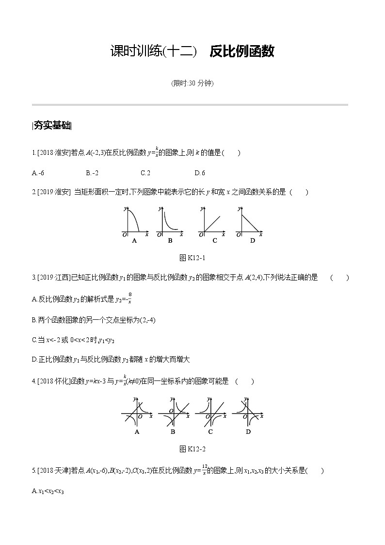 江苏2020中考一轮复习培优 第12课时 反比例函数 练习课件01