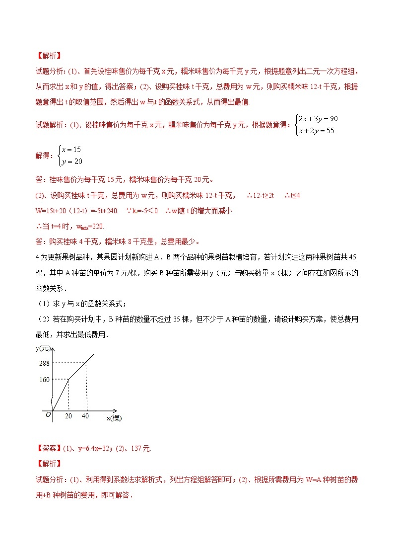 【精品练习卷】人教版 九年级下册数学 专题三　方案设计问题—代数类 练习卷03