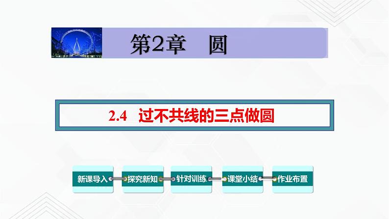 湘教版2020-2021学年九年级数学下册教学教学PPT 2.4 过不共线的三点作圆01