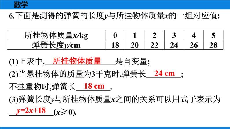 人教版八年级数学下册课时作业 第十九章　一次函数 试卷练习课件06