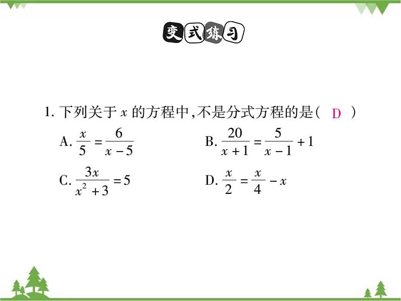 16.3 可化为一元一次方程的分式方程(第一课时) 课件05
