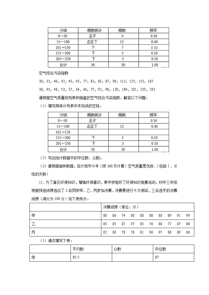 【同步作业】人教版 八年级下册数学20.1.2 第2课时 平均数、中位数和众数的应用(含答案)第3页