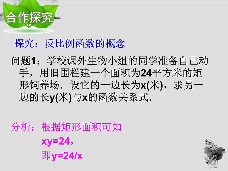 17.4 第1课时反比例函数-华东师大版八年级数学下册课件(共17张PPT)03