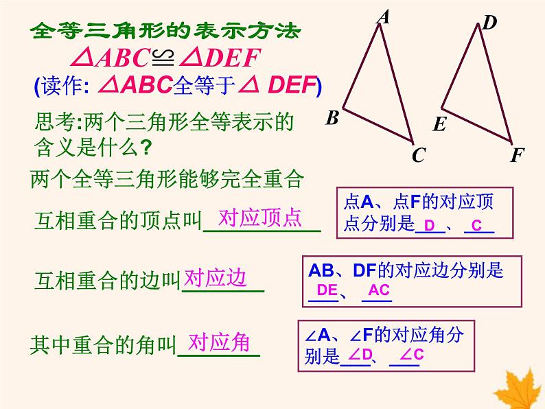 八年级数学上册第14章全等三角形14-1全等三角形课件(新版)沪科版06