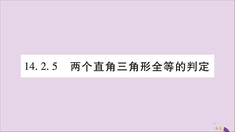 八年级数学上册第14章全等三角形14-2三角形全等的判定14-2-5两个直角三角形全等的判定习题课件(新版)沪科版第1页