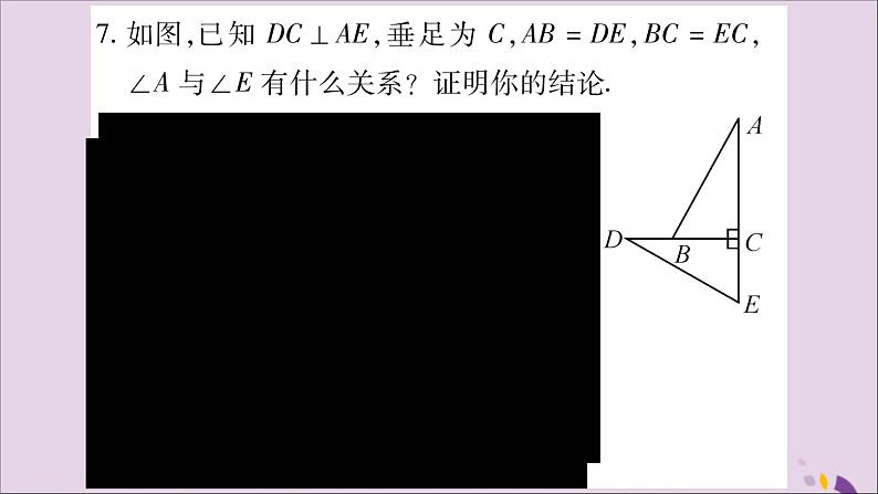 八年级数学上册第14章全等三角形14-2三角形全等的判定14-2-5两个直角三角形全等的判定习题课件(新版)沪科版第8页
