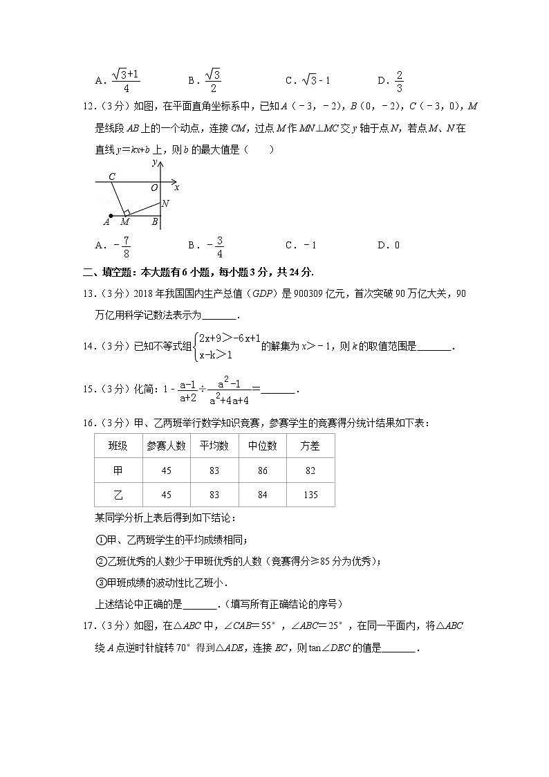 2019年内蒙古包头市中考数学试卷03
