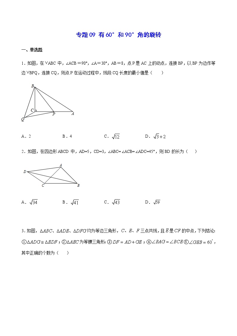 中考数学几何模型加强版 模型09 有60°和90°角的旋转