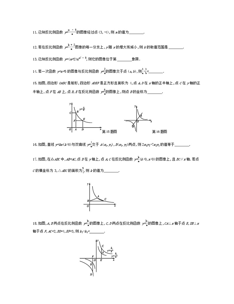试卷 最新苏科版数学八年级下册第11章 反比例函数单元测试题03