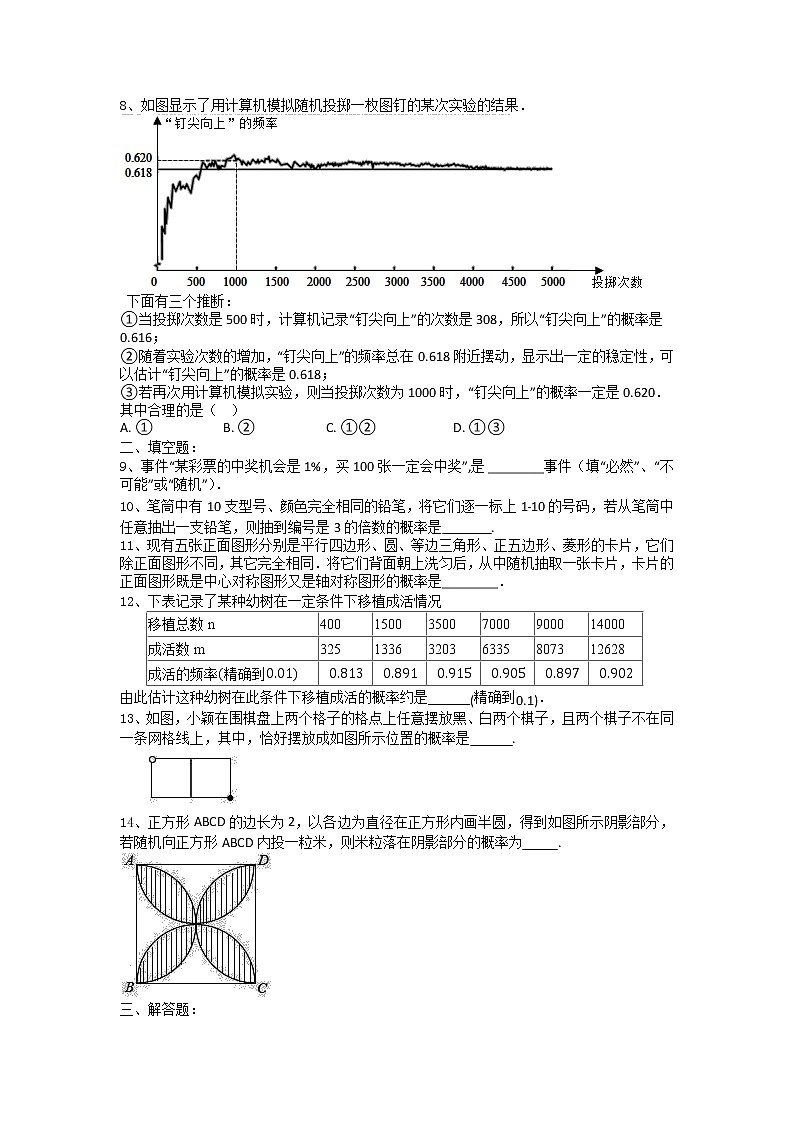 最新苏科版数学八年级下册第8章《认识概率》单元练习02