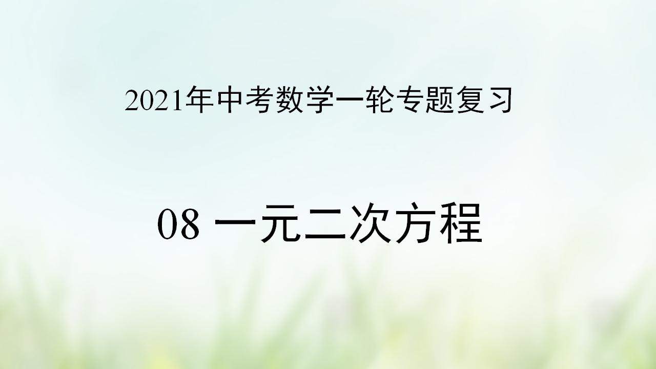 专题08 一元二次方程-2021年中考数学二轮复习专题 学案+课件