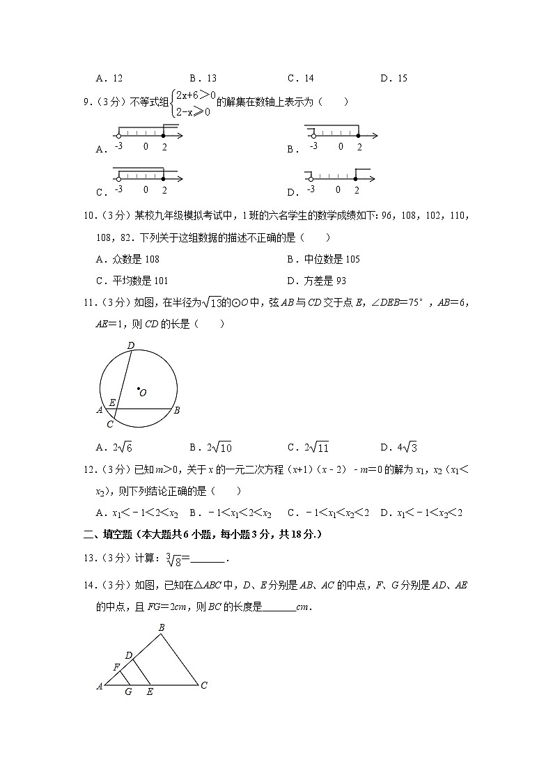 2019年广西梧州市中考数学试题(Word版,含解析)02