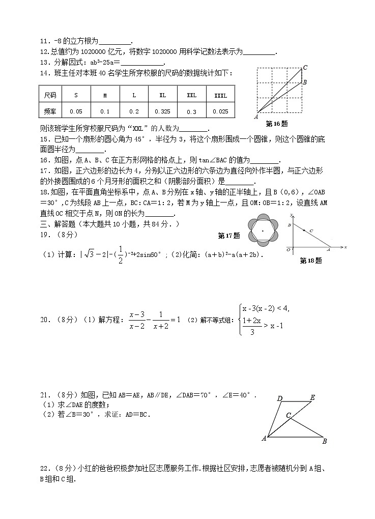2021年江苏省无锡市滨湖区九年级下学期调研考试数学试题第2页
