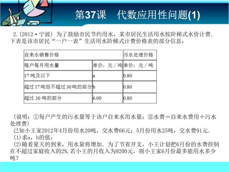 中考冲刺-数学-第37课代数应用性问题（1）06